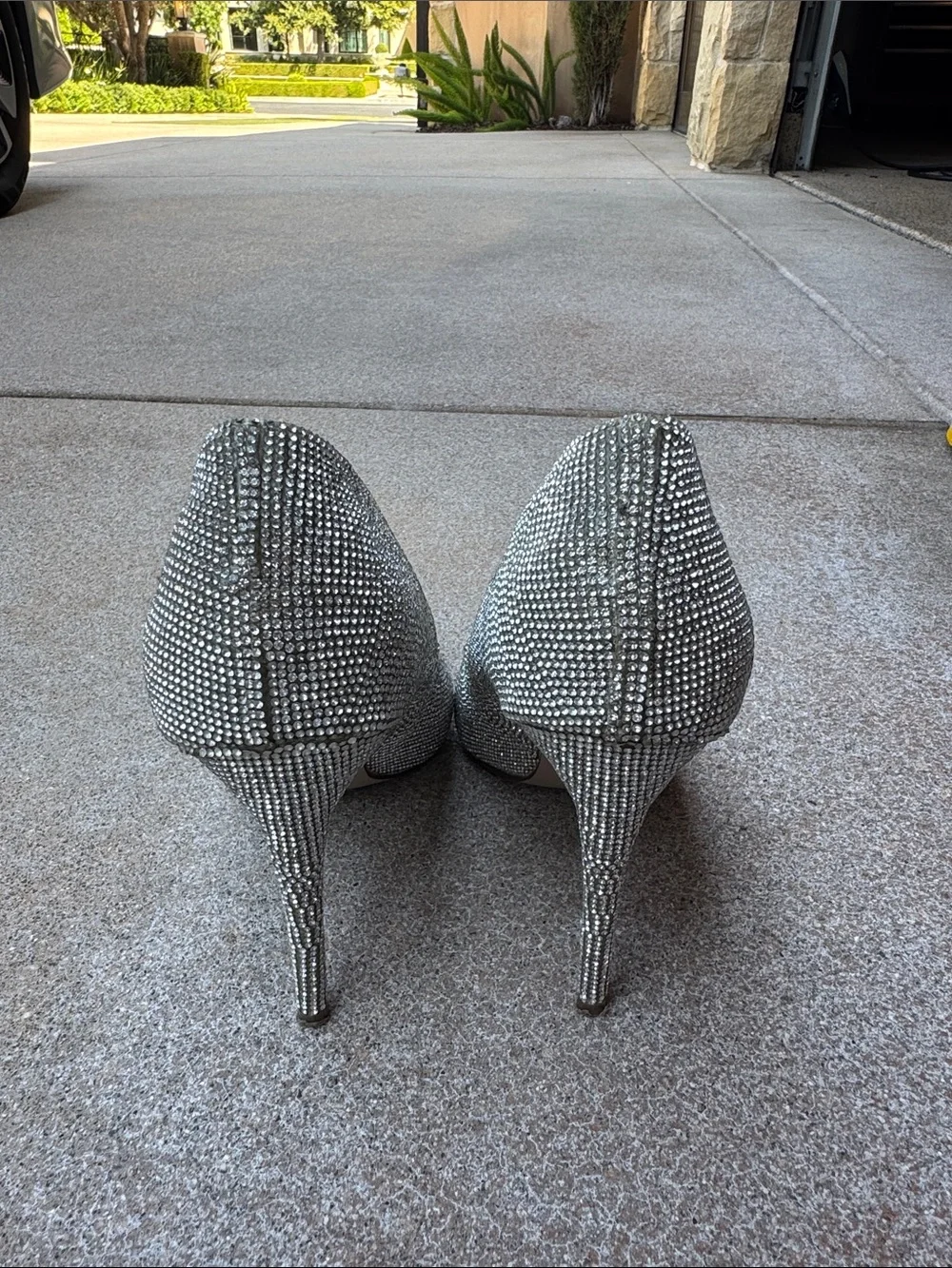 Steve Madden Daisie Silver Crystal Embellished Pointed-Toe Pump